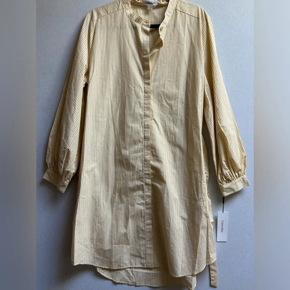 Calvin Klein striped cotton belted shirt dress Sz 14 - Picture 3 of 11